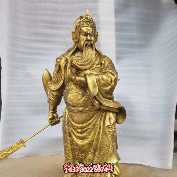 黃銅鑄造立式武財(cái)神雕塑