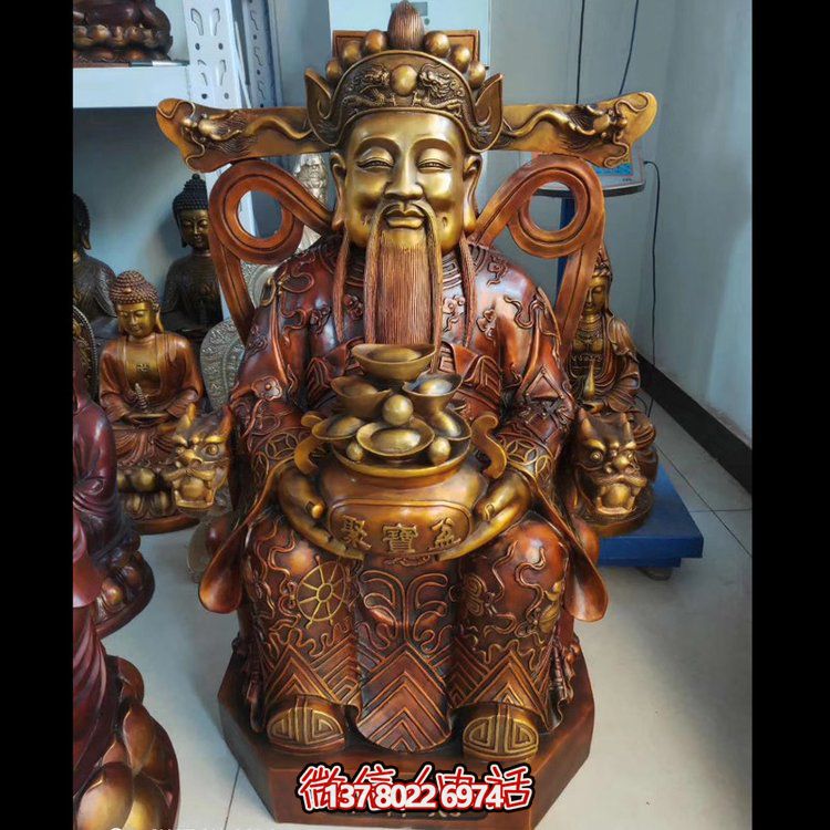 家用純銅鍛造財(cái)神爺?shù)袼堋?cái)源滾滾，祝福財(cái)運(yùn)永久