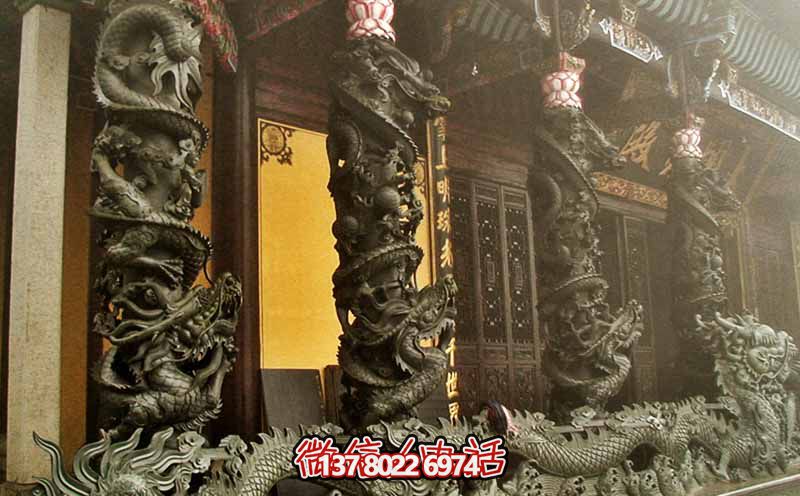 青銅雕刻龍紋仿古寺廟大殿門(mén)前裝飾