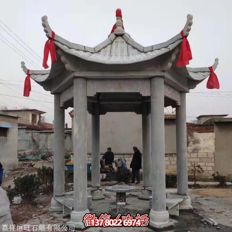 仿古石雕亭子，增添學(xué)校公園獨(dú)特韻味