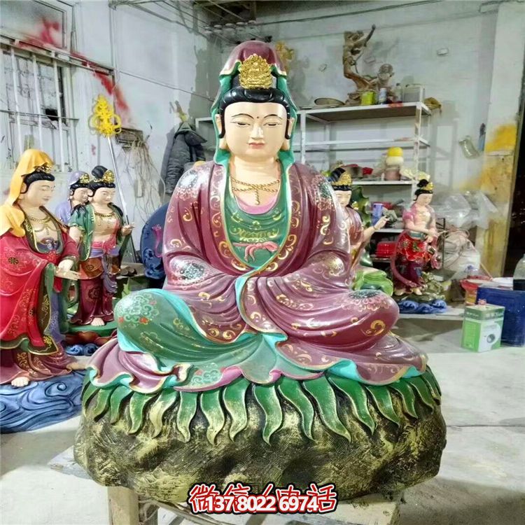 玻璃鋼藝術(shù)品大型彩繪供奉佛像觀音雕塑