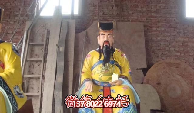 雕塑藝術之美玻璃鋼彩繪文財神寺廟神像