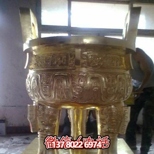 銅雕大型雙耳戶(hù)外寺廟祈福香爐