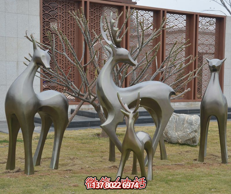 公園景區(qū)不銹鋼仿銅抽象藝術鹿雕塑