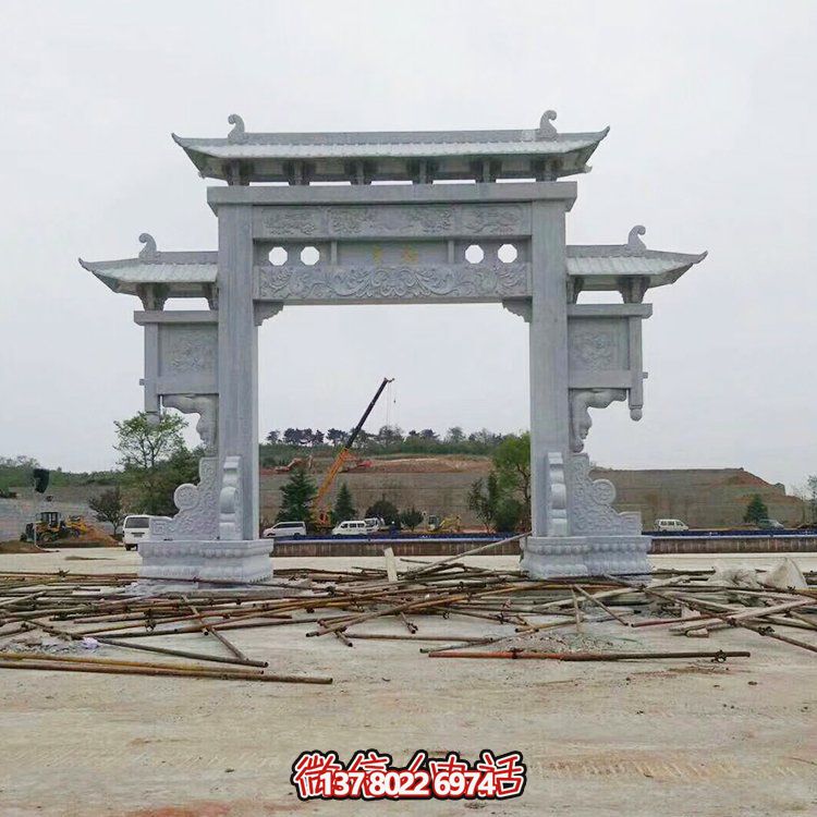 石雕牌坊牌樓單門仿古中式新農(nóng)村建設(shè)園林雕塑