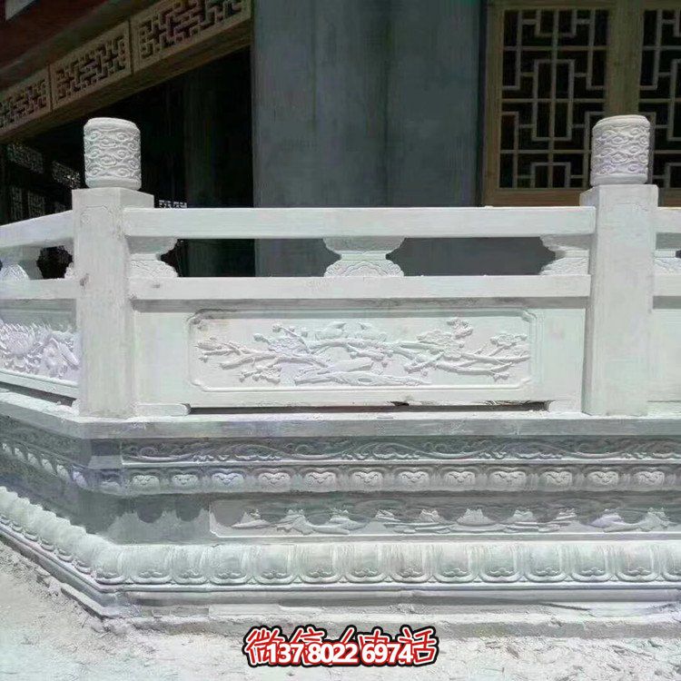 中式仿古石雕漢白玉欄板景點(diǎn)寺廟臺(tái)階防護(hù)圍欄