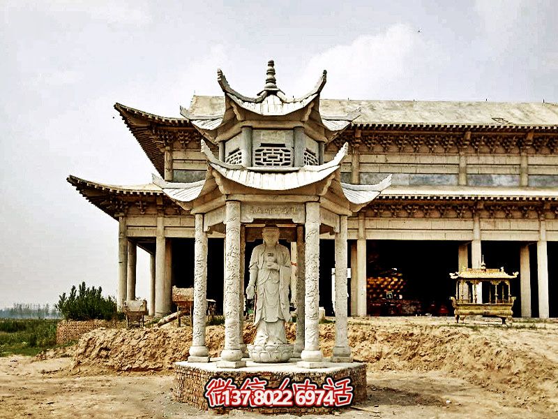 寺廟景區(qū)神像擺放古建筑涼亭雕塑