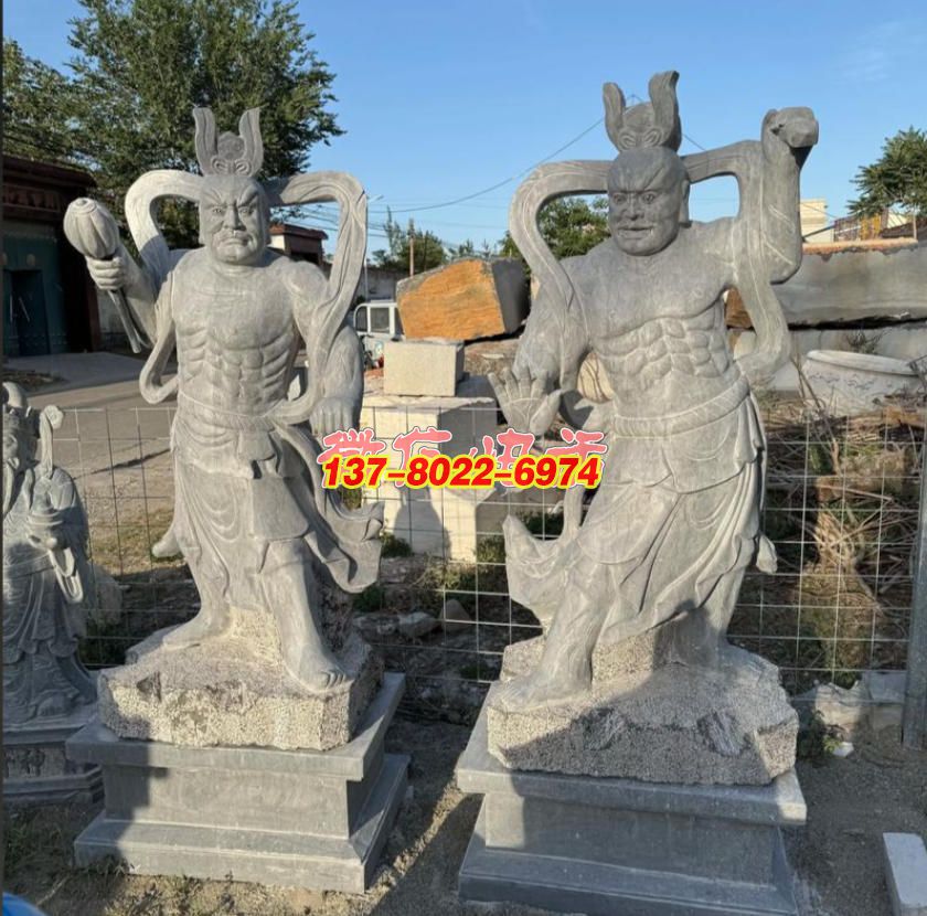 傳統(tǒng)石雕哼哈二將：盡顯威武護(hù)法之姿